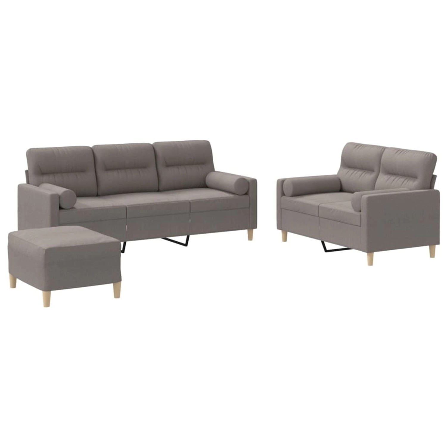 vidaXL 3-Tlg Sofagarnitur mit Kissen Taupe Stoff 3201631 günstig online kaufen
