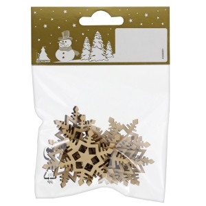 Holz Schneeflocken Streudeko, 12 Stück, Ø 4cm, für weihnachtliche Tischdeko und DIY-Projekte.