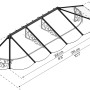 Technische Zeichnung: Palram-Canopia Vordach Lily XL, 319x0,9 m, schwarz, klare Paneele mit Maßangaben.