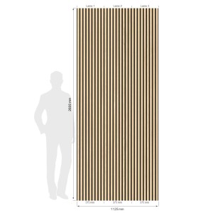 Grosfillex Wandpaneel Element 3D Linio Ash, Dekor-Paneel mit Holz- und Filzoptik, 260x37,5 cm.