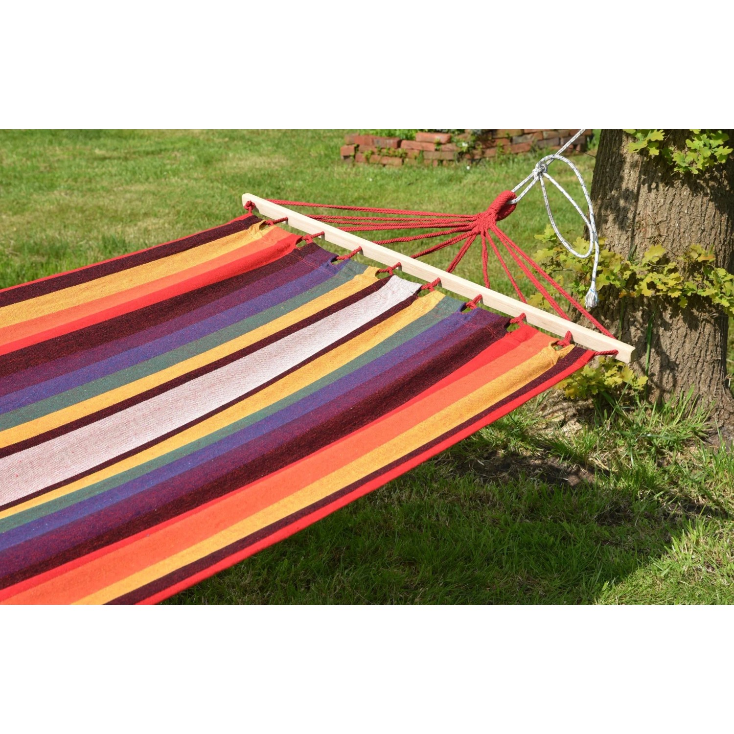 DELUKE Hängematte TRIER Rot Pappelholz Relaxmatte Zum Hängen Baumfreundlich_3