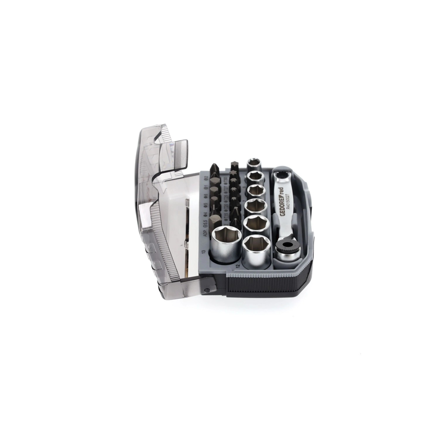 Gedore Bit-Steckschlüssel Satz, 23-teilig, 6,3 mm (1/4 Zoll) mit Knarre, Bits und Steckschlüsseln im Koffer.