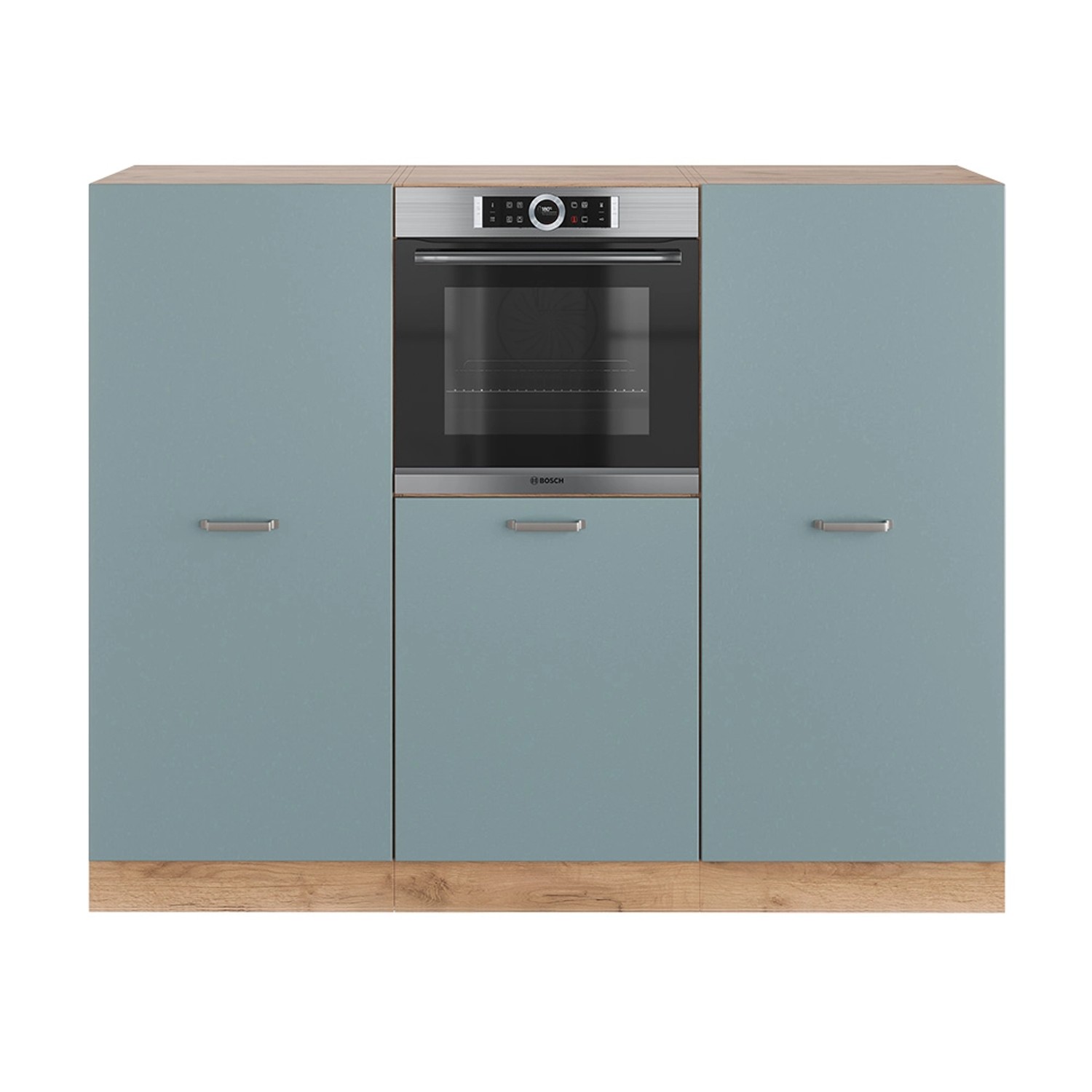 Vicco R-Line Einbauküche Blau-Grau/Goldkraft Eiche 180 cm ohne Arbeitsplatt günstig online kaufen