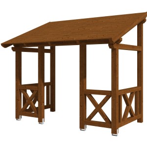 Skan Holz Vordach Paderborn 7, nussbaum lasiert, 336x202 cm, aus Konstruktionsvollholz.