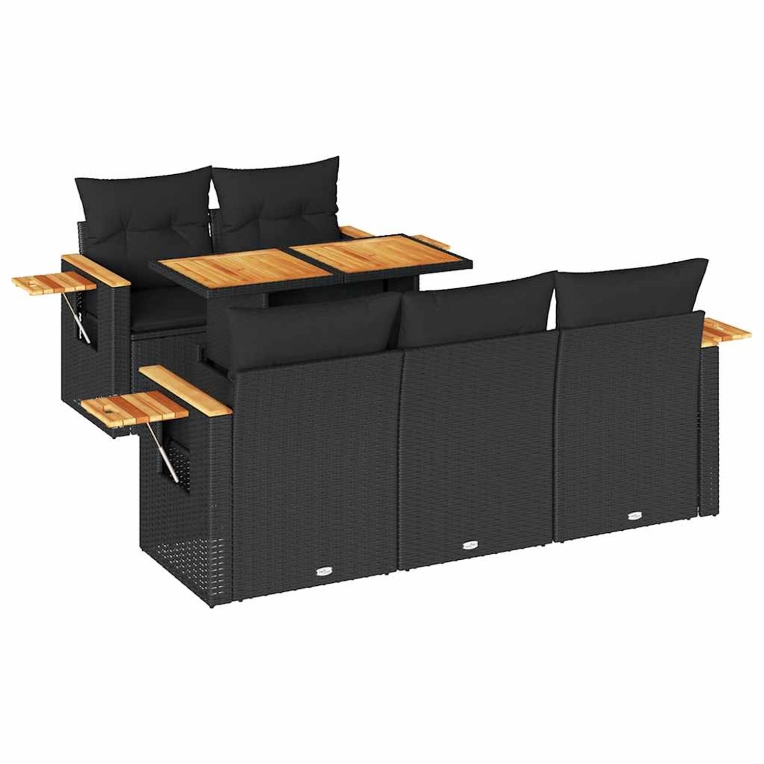 vidaXL 6-Tlg Garten-Sofagarnitur mit Kissen Schwarz Poly Rattan 3327548 günstig online kaufen