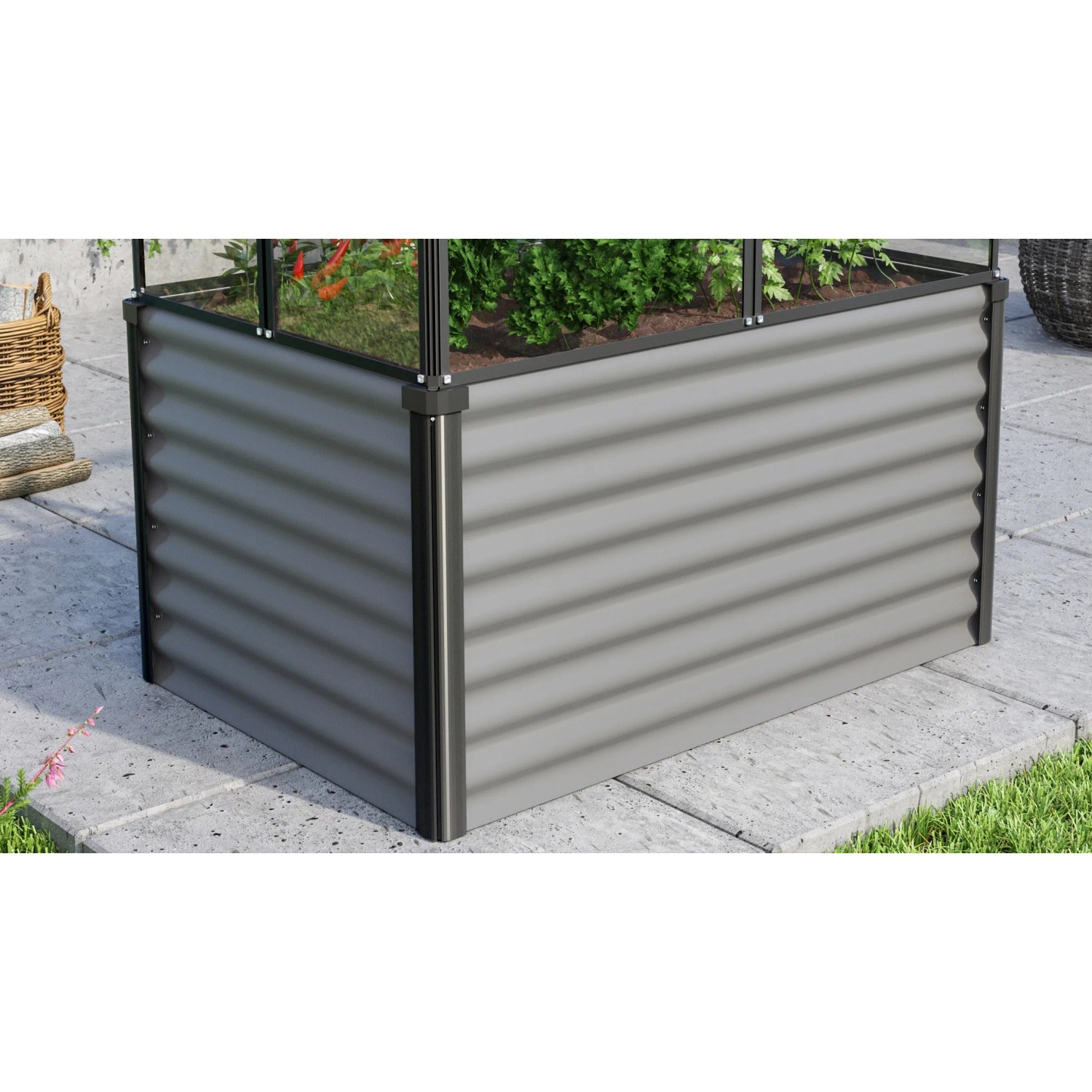 Vitavia Unterbau Gaia Jumbo, Granit-Schwarz, für Hochbeet-Erweiterung. Zubehör für Hochbeete.
