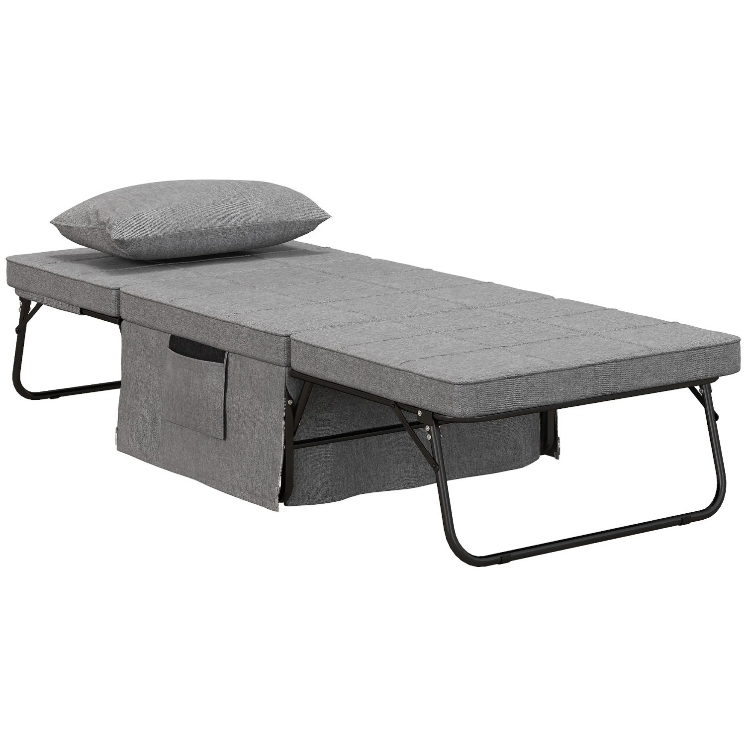 HOMCOM 4-in-1 Klappbett mit 8 cm Matratze 5-Stufen Grau 188 x 75 x 38 cm