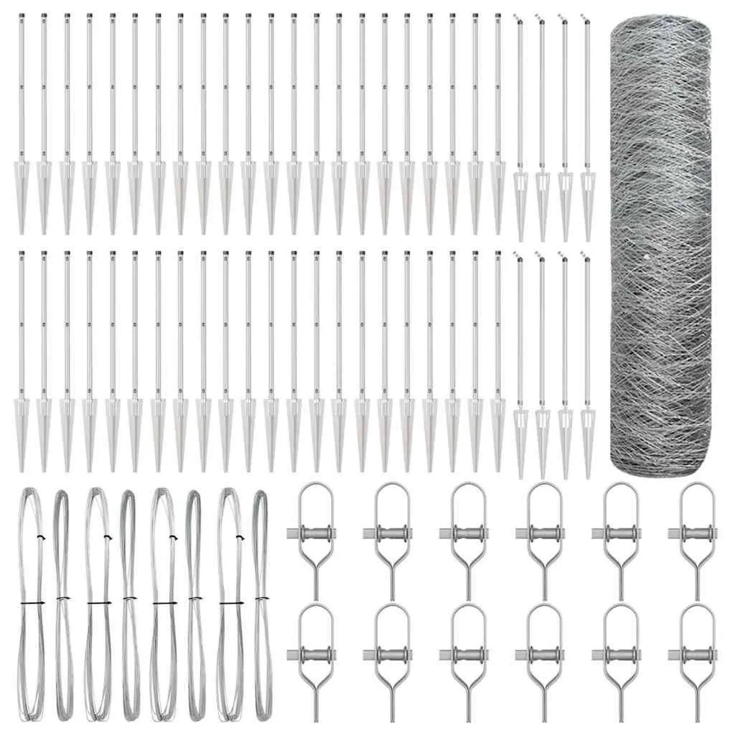 vidaXL Zaunpfosten Silber 100 x 1 m 50 mm Maschenweite Stahl 3353451 günstig online kaufen