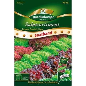 Quedlinburger Salatsortiment Saatband mit Pflücksalat in Grün und Rot für Beet und Balkon.