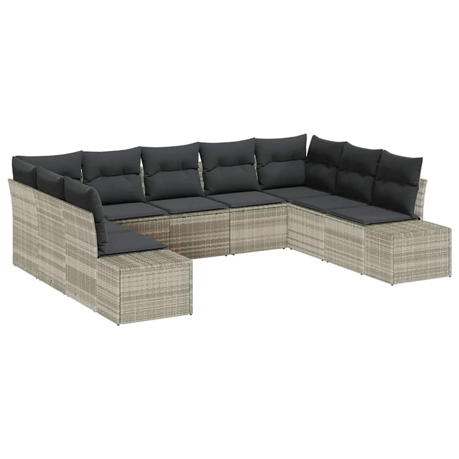 vidaXL Gartensofa-set mit Kissen 9-Tlg Hellgrau Poly-Rattan 3355891 günstig online kaufen