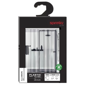 Spirella Duschvorhang Illusion, 180x200 cm, schwarz-transparent, PEVA, wasserabweisend.