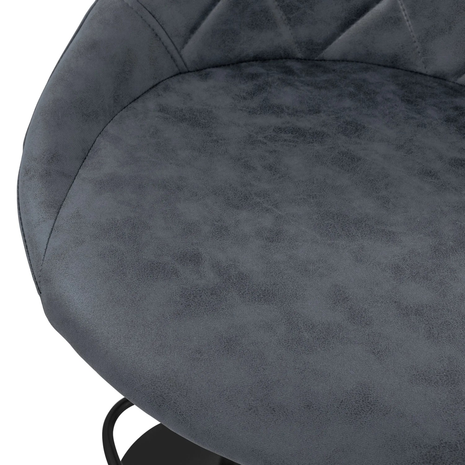 Detailaufnahme: Anthrazitfarbener ML-Design Barhocker (4er Set) mit Kunstlederbezug und Rautenmuster.