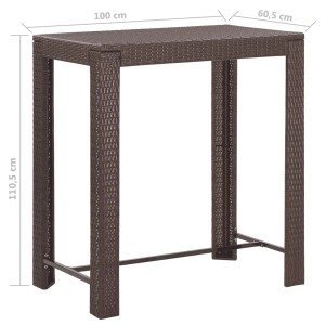 Brauner vidaXL Gartenbartisch aus Rattan, Teil eines 5-tlg. Sets. Ideal für Garten und Terrasse.