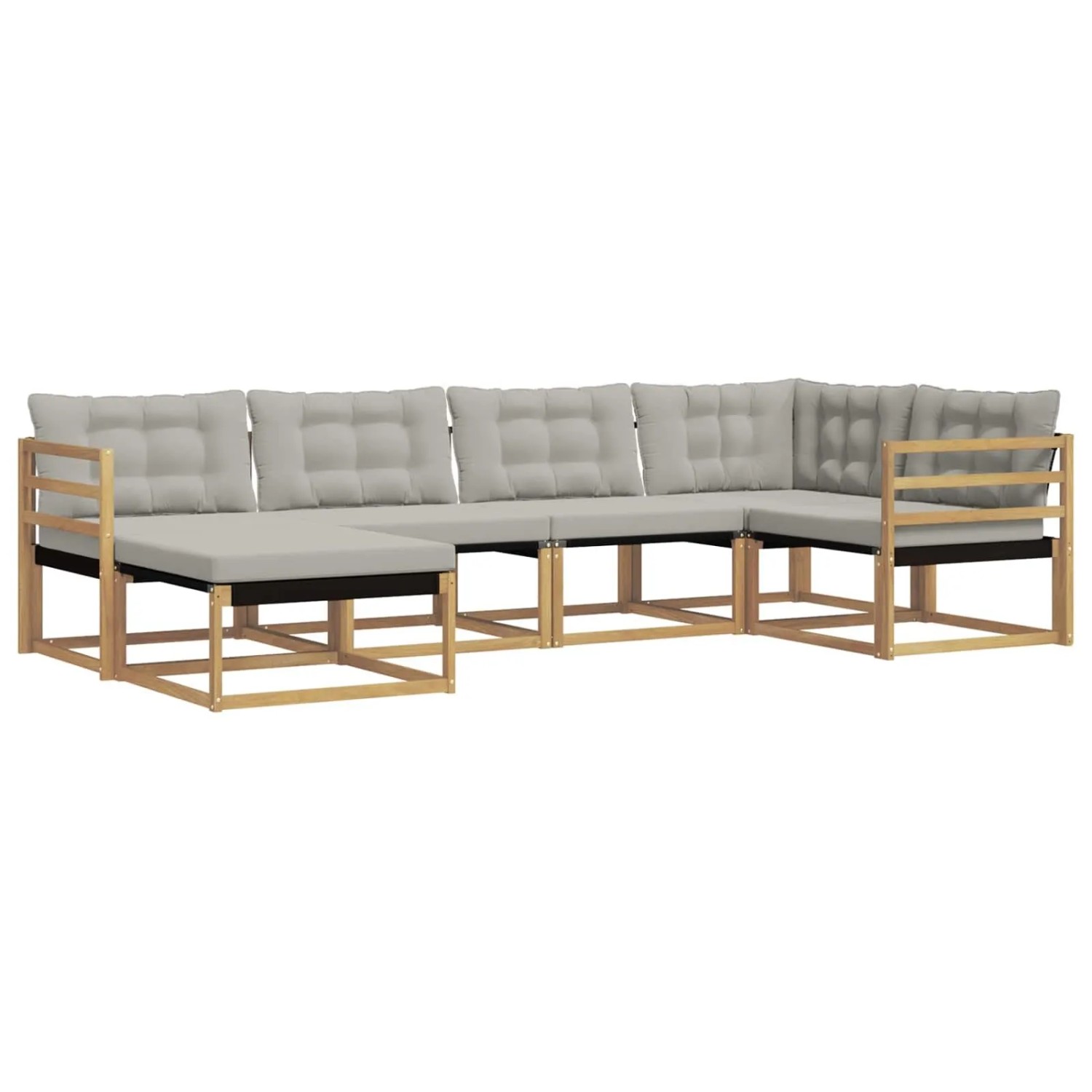 vidaXL Outdoor-Sofagarnitur 6-Tlg Weiß und Hellgrau 3388841