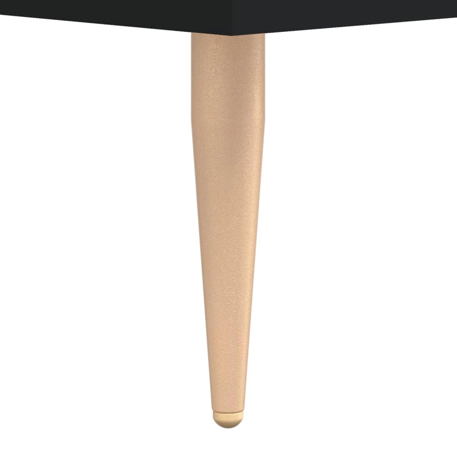 Detailaufnahme: Bein des schwarzen VidaXL TV-Schranks aus Holzwerkstoff.