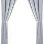 Bestlivings Dekoschal Ellen, 2er Set, hellgrau, mit Schlaufen, Raffhalter und Haken. Blickdichte Fenstervorhänge.