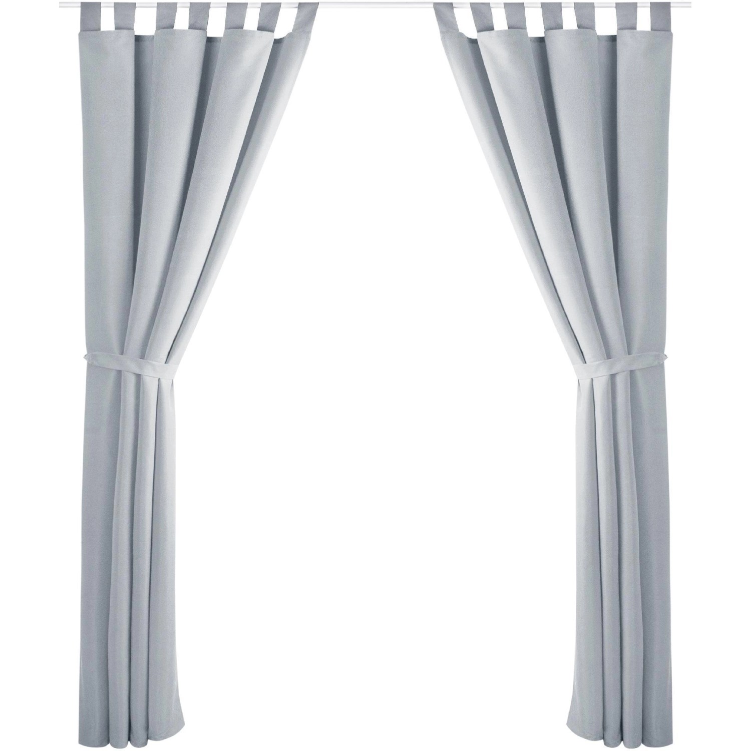 Bestlivings Dekoschal Ellen, 2er Set, hellgrau, mit Schlaufen, Raffhalter und Haken. Blickdichte Fenstervorhänge.