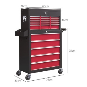 HOMCOM Werkzeugwagen, rot, mit Schubladen, abschließbar, für Werkstatt & Garage.