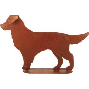 Stehende Deko-Figur Hund aus rostigem Metall, 63x13,5x40 cm, für Garten & Wohnbereich.