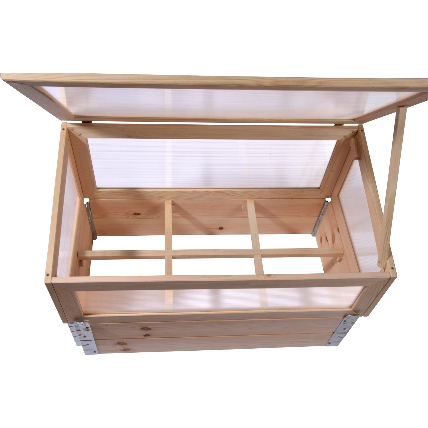 Frühbeet Pflanzbeet aus Kiefernholz mit Polycarbonat-Aufsatz, Größe L.