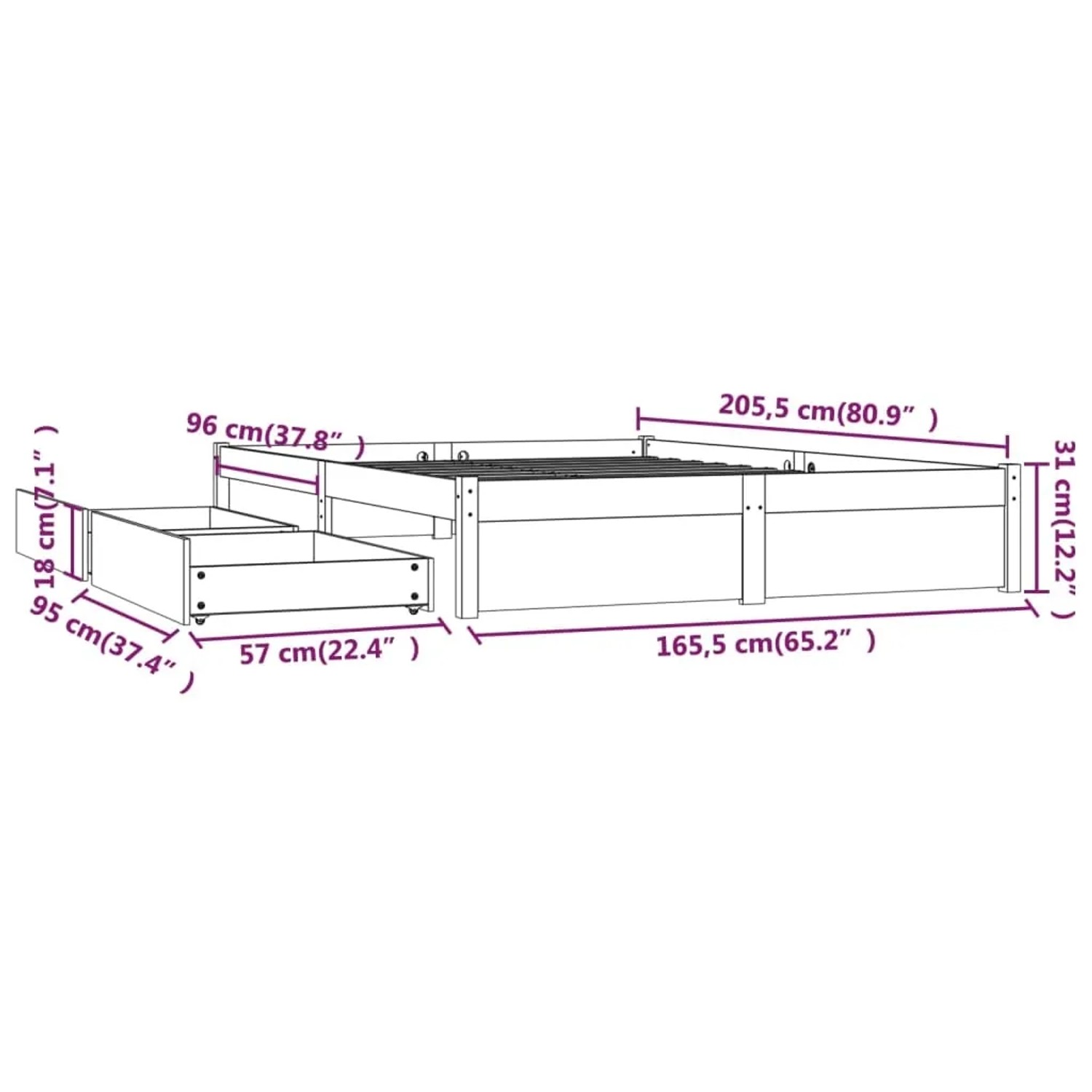 vidaXL Stauraumbett Weiß 160 x 200 cm 1125317 kaufen bei OBI