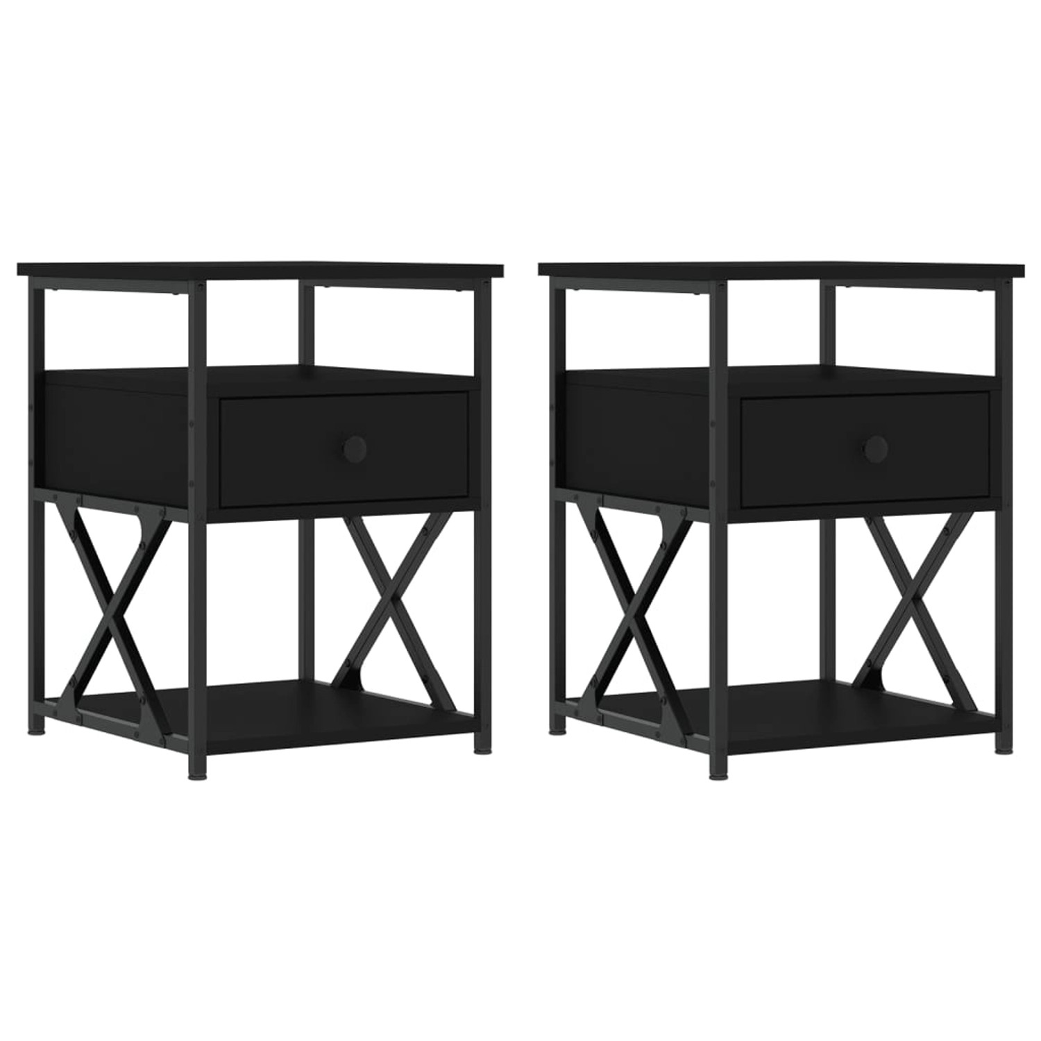 vidaXL Nachttische 2 Stk Schwarz 40x42x55 cm Holzwerkstoff günstig online kaufen