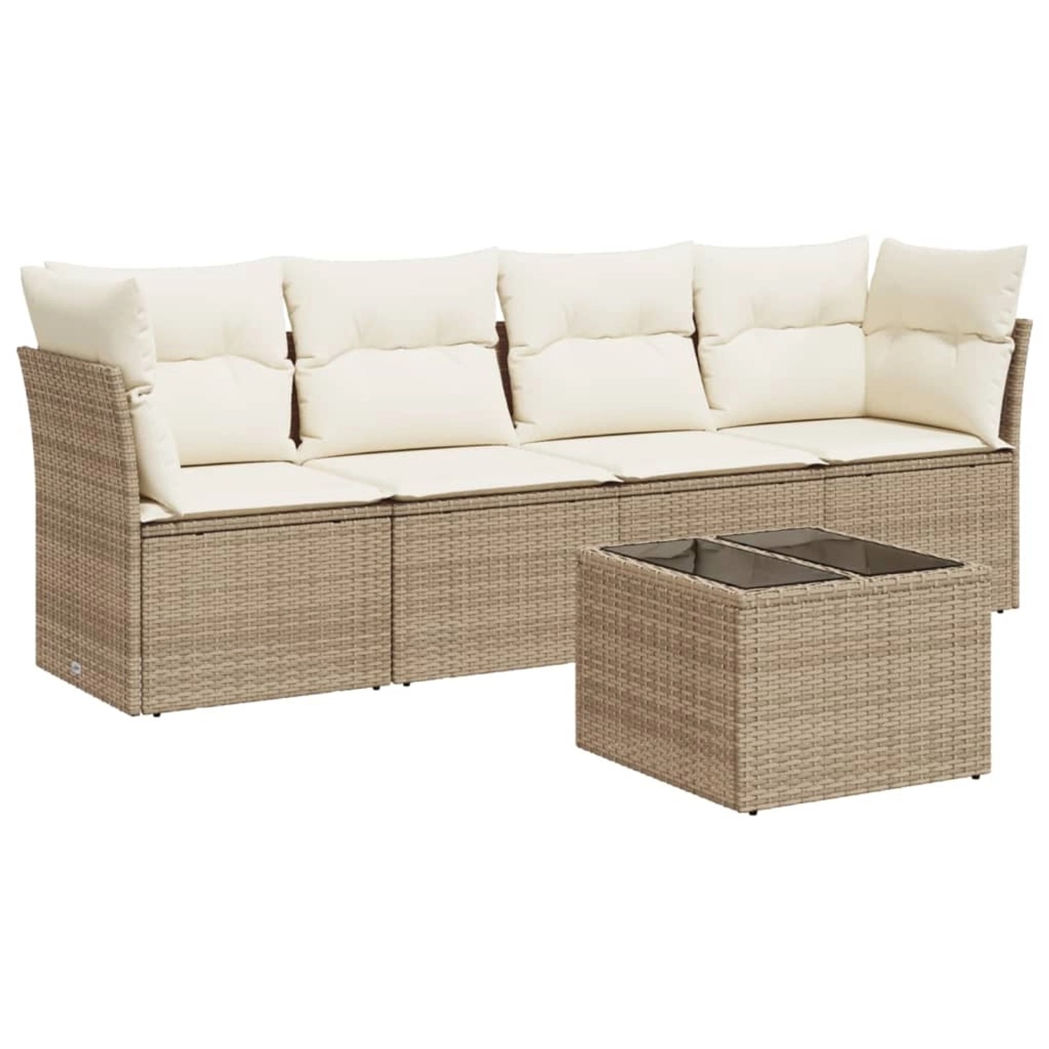 vidaXL 5-tlg Garten-Sofagarnitur mit Kissen Beige Poly Rattan Modell 18 günstig online kaufen