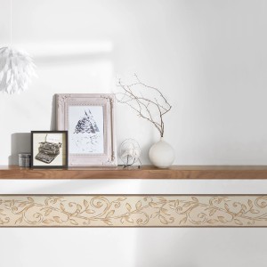 Bricoflor Bordüre mit Ornamenten in Beige/Gold für Küche und Wohnraum im Landhausstil.
