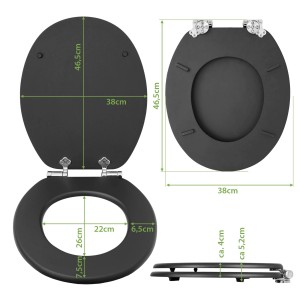 Anthrazit WC-Sitz mit Absenkautomatik und Pusteblumen Motiv. MDF Toilettendeckel mit Soft Close Funktion.