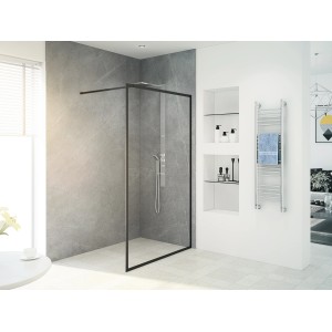 Schwarze baliv Walk-In Duschabtrennung DUK-120.81, 120x195 cm, barrierefrei.