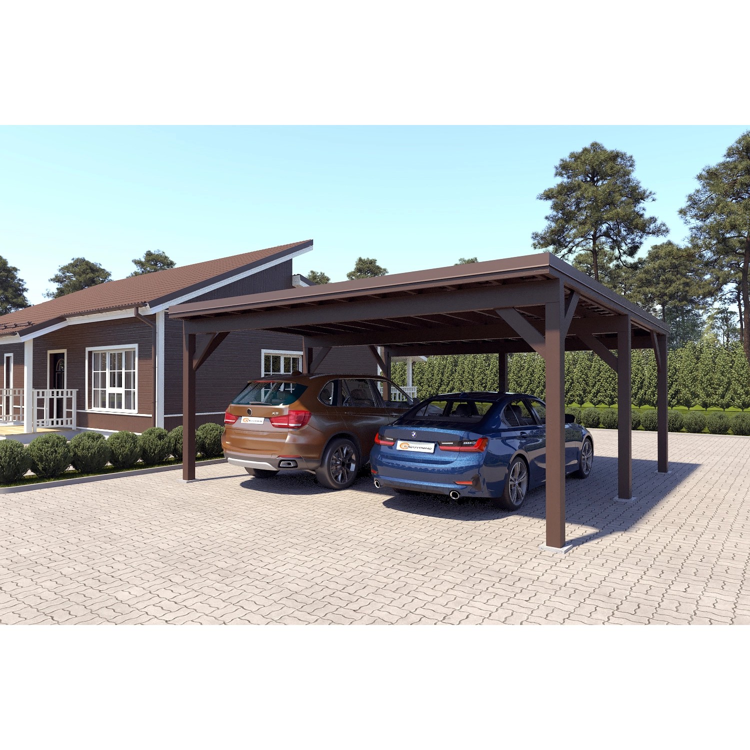 Holzbrüder Carport Ralf 36m² 150kg/m² Graubraun-Dunkelbraun günstig online kaufen