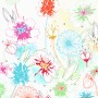 Komar Vliesfototapete Joyful mit bunten Blumen auf weißem Hintergrund.