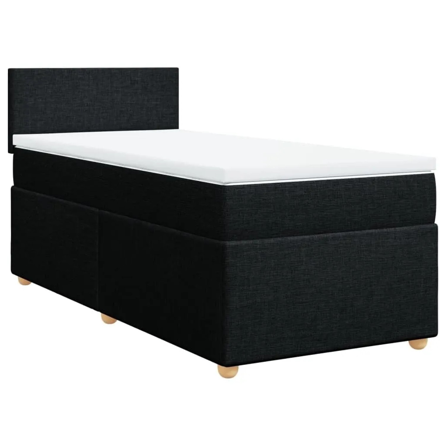 vidaXL Boxspringbett mit Matratze Schwarz 90x190 cm Stoff 3286530
