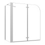 AICA Badewannenaufsatz, 100cm, mit 75cm Seitewand, 2-teilig, Faltwand, 6mm Nano-ESG Duschabtrennung, weißer Rahmen.