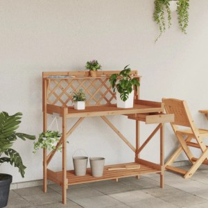 vidaXL Pflanztisch mit Rankgitter Braun Massivholz Tanne 368429