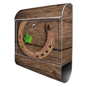 Banjado Design Briefkasten Silber Pulverbeschichtet 39x47x14cm 2 Schlüssel Mit Zeitungsfach Motiv Doppeltes Glück