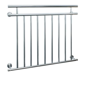 Glänzender, französischer Balkon von ECD Germany, 128x90cm, mit 9 Füllstäben aus Edelstahl.