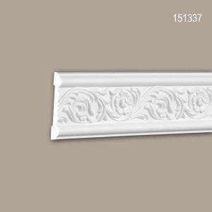 Weiße PROFHOME Wand- und Friesleiste 151337 mit floralem Dekor, 200 cm lang.