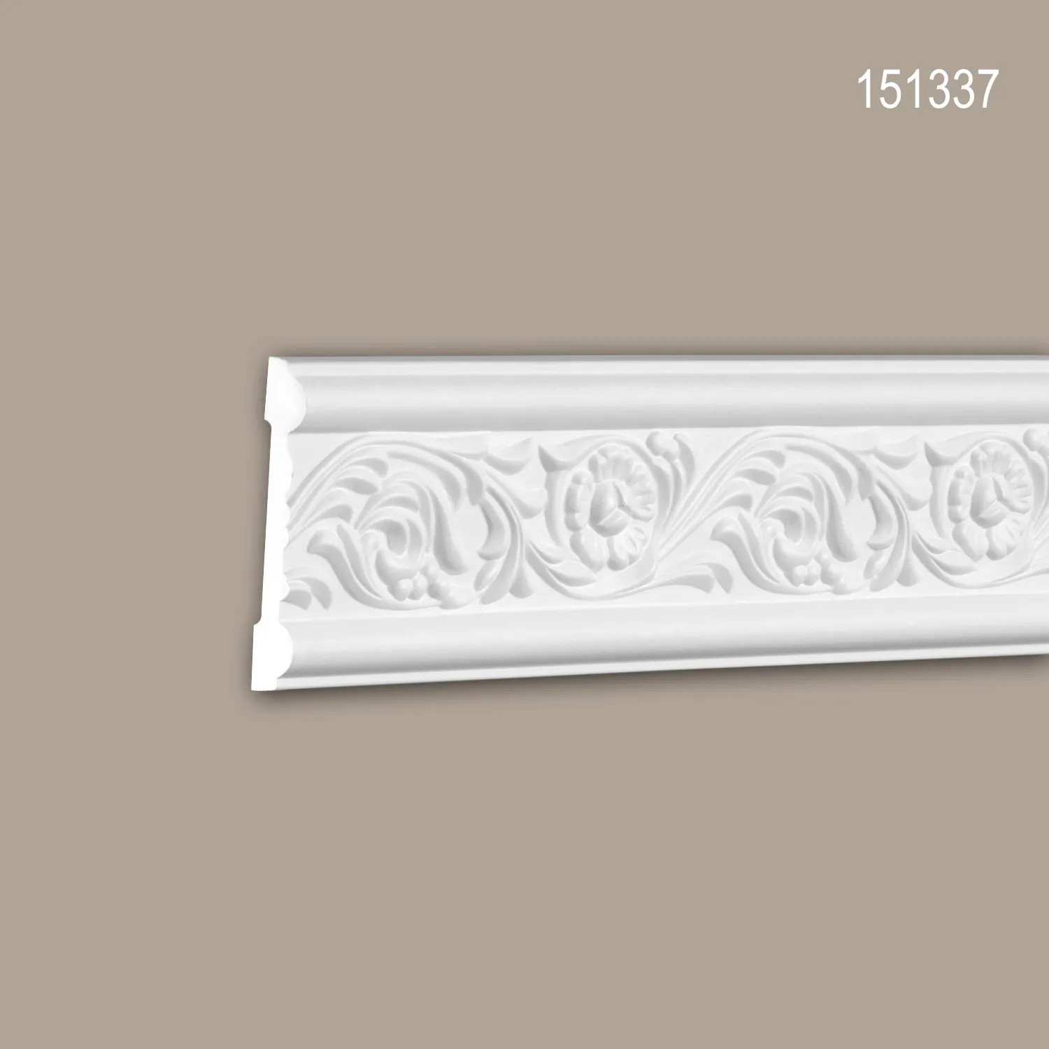 Weiße PROFHOME Wand- und Friesleiste 151337 mit floralem Dekor, 200 cm lang.