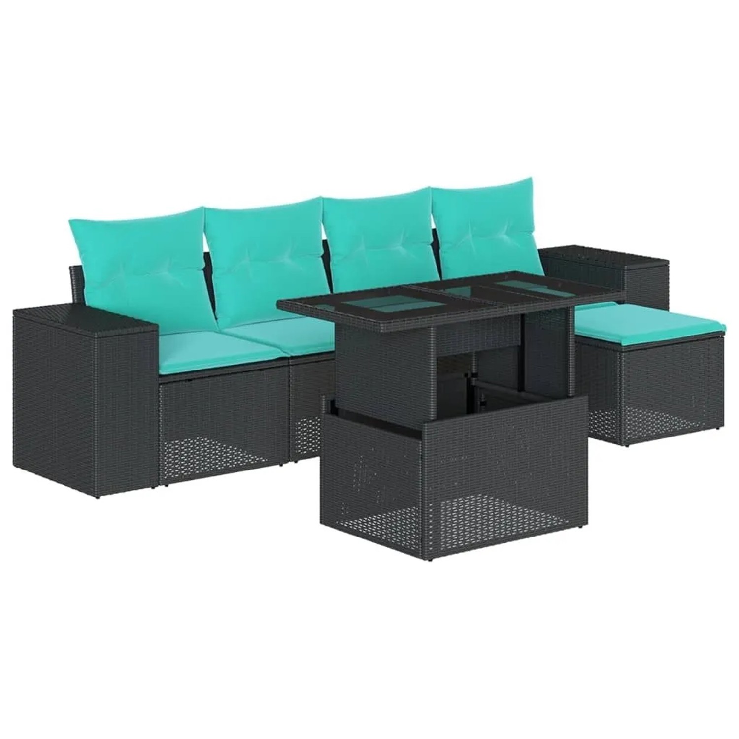 vidaXL 6-Tlg Gartensofa-Set mit Kissen Schwarz Polyrattan 3269127 günstig online kaufen