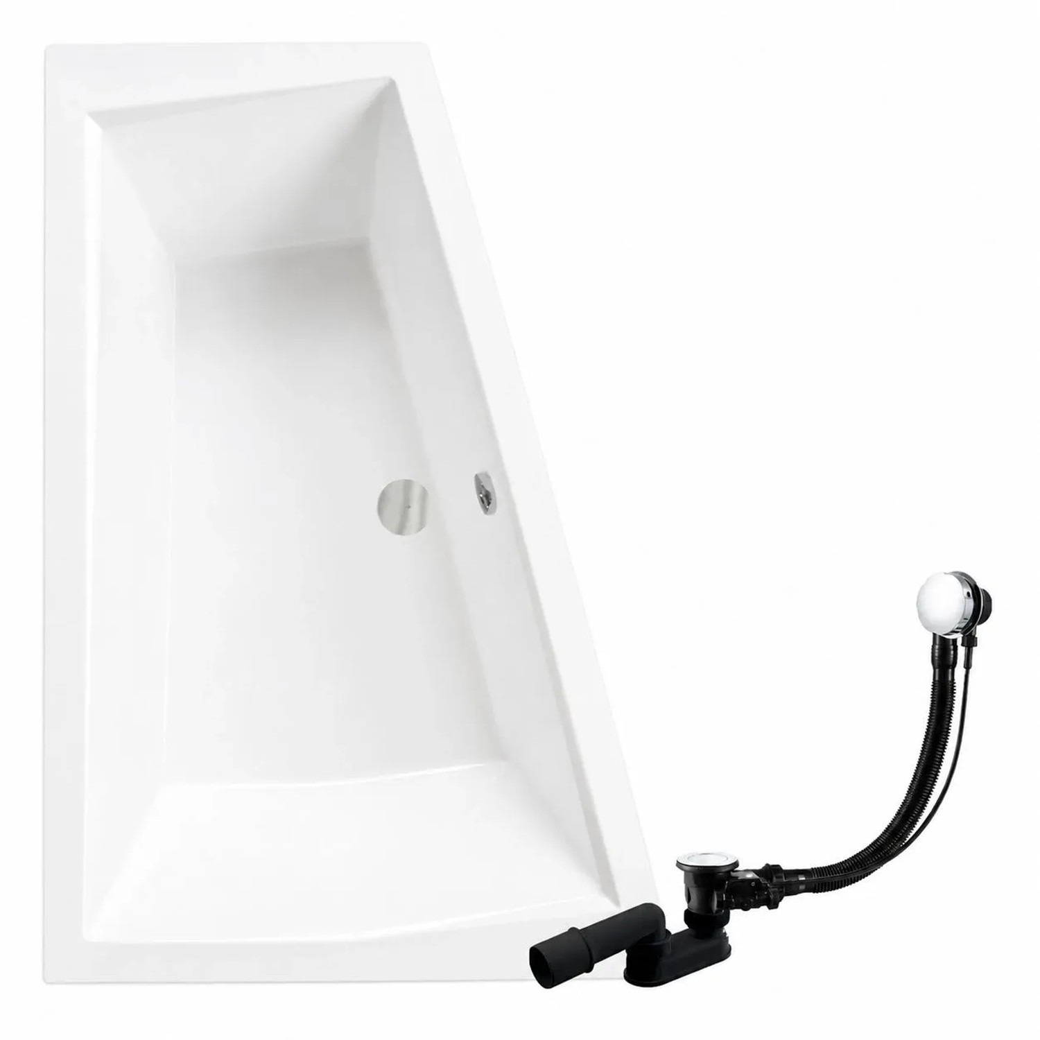KOLMAN Badewanne Eckwanne 170 x 125 Cm Links Mit 2X Kopfstützen Inkl. Ablauf Und Füße