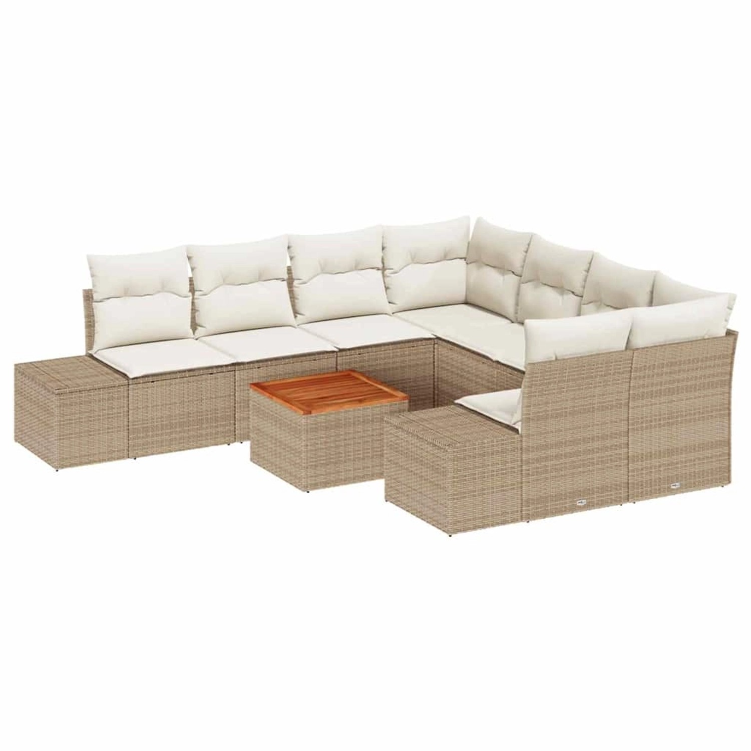 vidaXL Garten-Sofa-Set mit Kissen 9-Tlg Beige Poly Rattan 3347939 günstig online kaufen