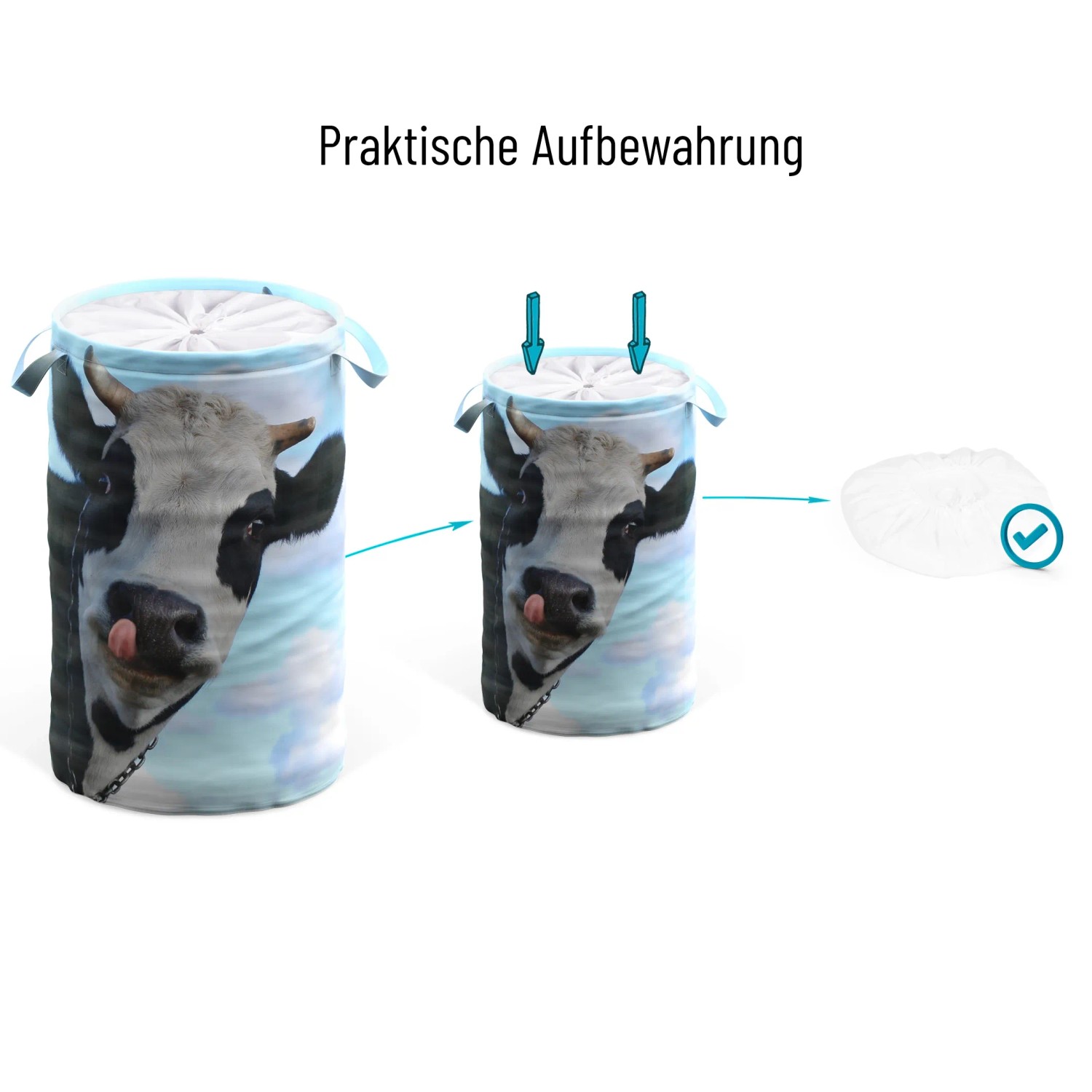MoBlinko Wäschekorb „Highland Cow“ – Faltbar, Wasserabweisend, Mit Kordelzug, 45 Liter
