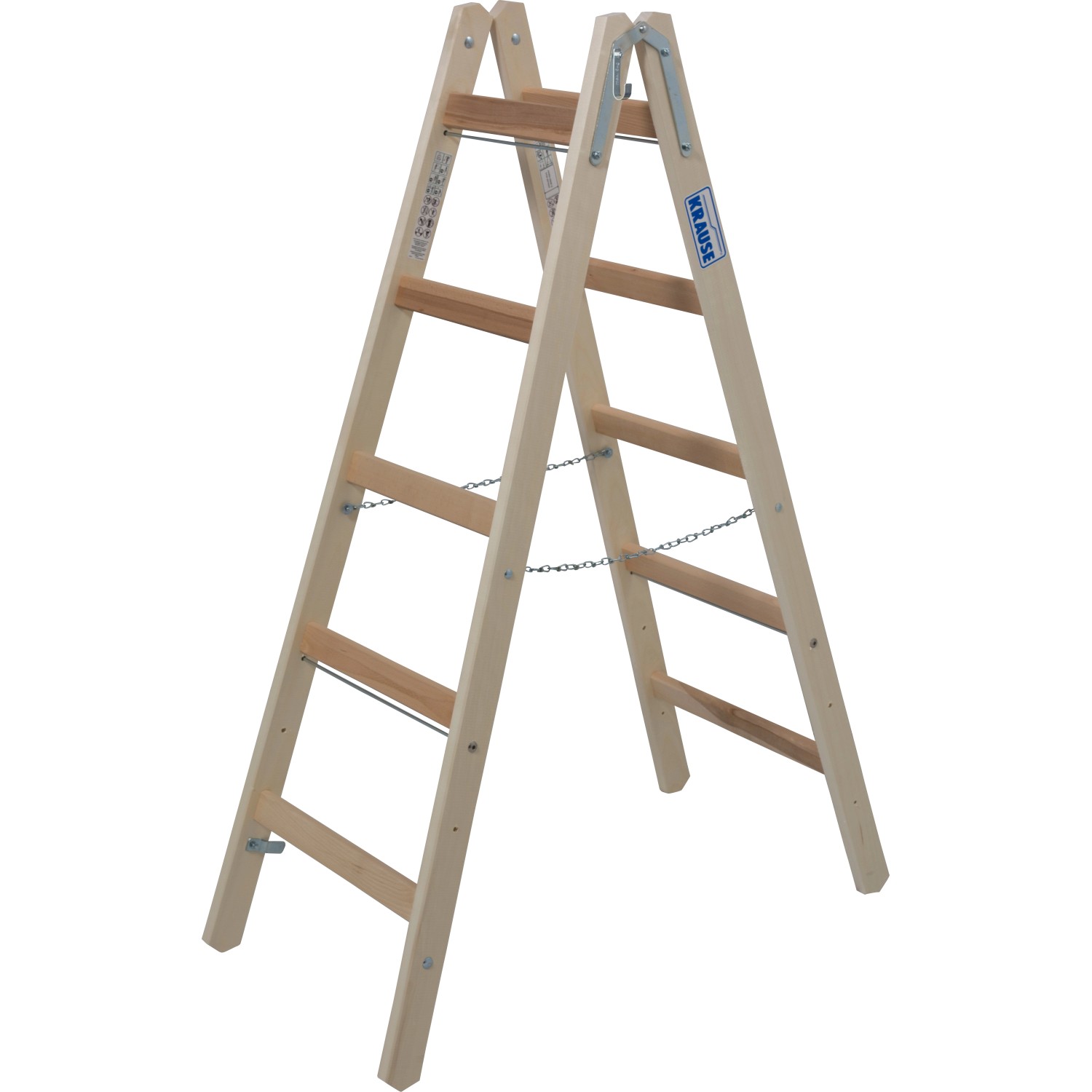 Krause Holz-Doppelleiter Stabilo 2 x 5 Sprossen Braun