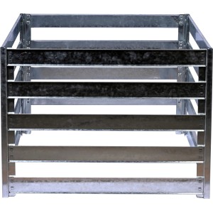 Silberner Metall-Komposter Muck mit Stecksystem, 93x93x70 cm.