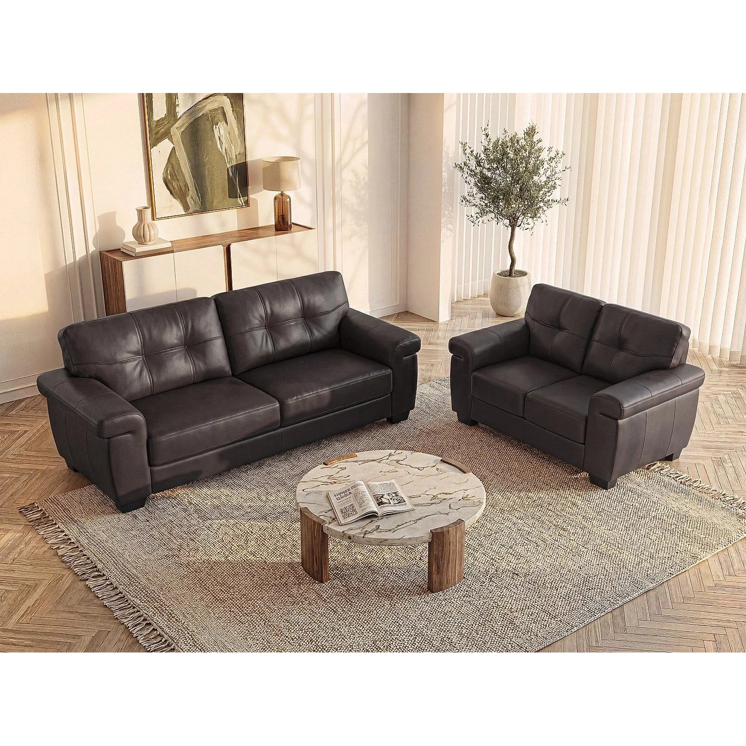 Vente-unique Couchgarnitur Hazel Schokoladenbraun 161 cm  207 cm
