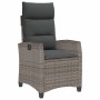 Grauer vidaXL Poly Rattan Relaxsessel mit verstellbarer Rückenlehne und dicken, dunkelgrauen Polstern.