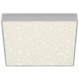 Silberne LED-Deckenleuchte Flame Star Ø 28,7 cm mit Sternendekor für Wohnräume.