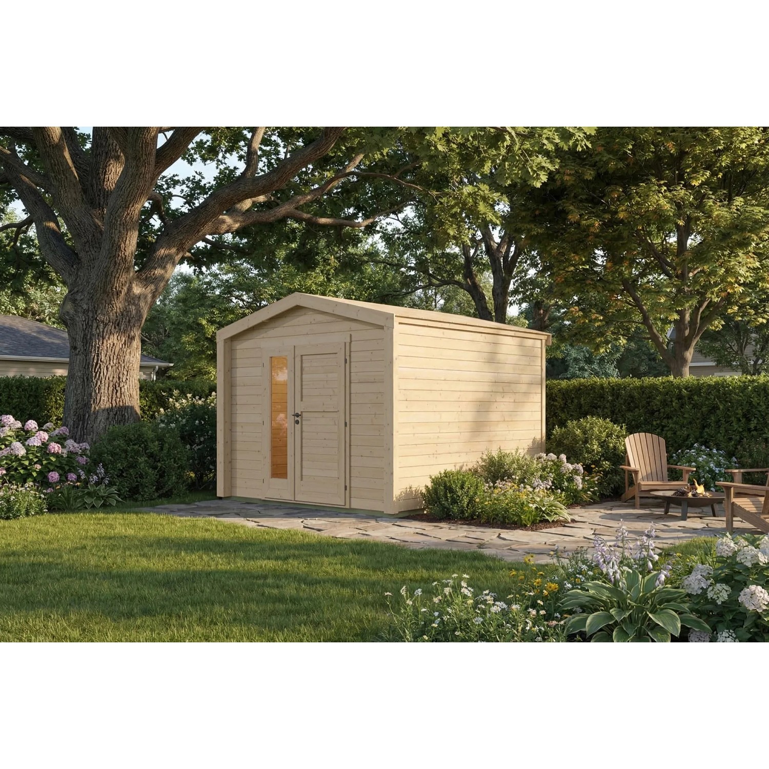 Weka Holz-Gartenhaus Killarney Satteldach Natur Unbehandelt 311 cm x 313 cm