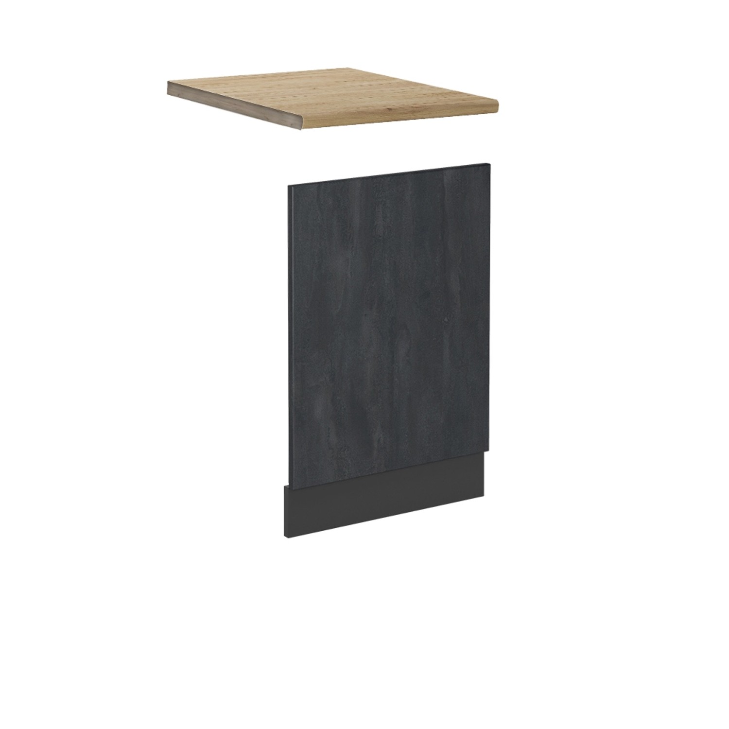 Vicco Frontblende R-Line Geschirrspüler Fronttür Schwarz Beton/Anthrazit 45 cm AP Eiche